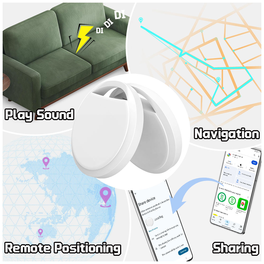 4 x Dual System Air Tag Tracker Works with Apple Find My & Android Find Hub- UK