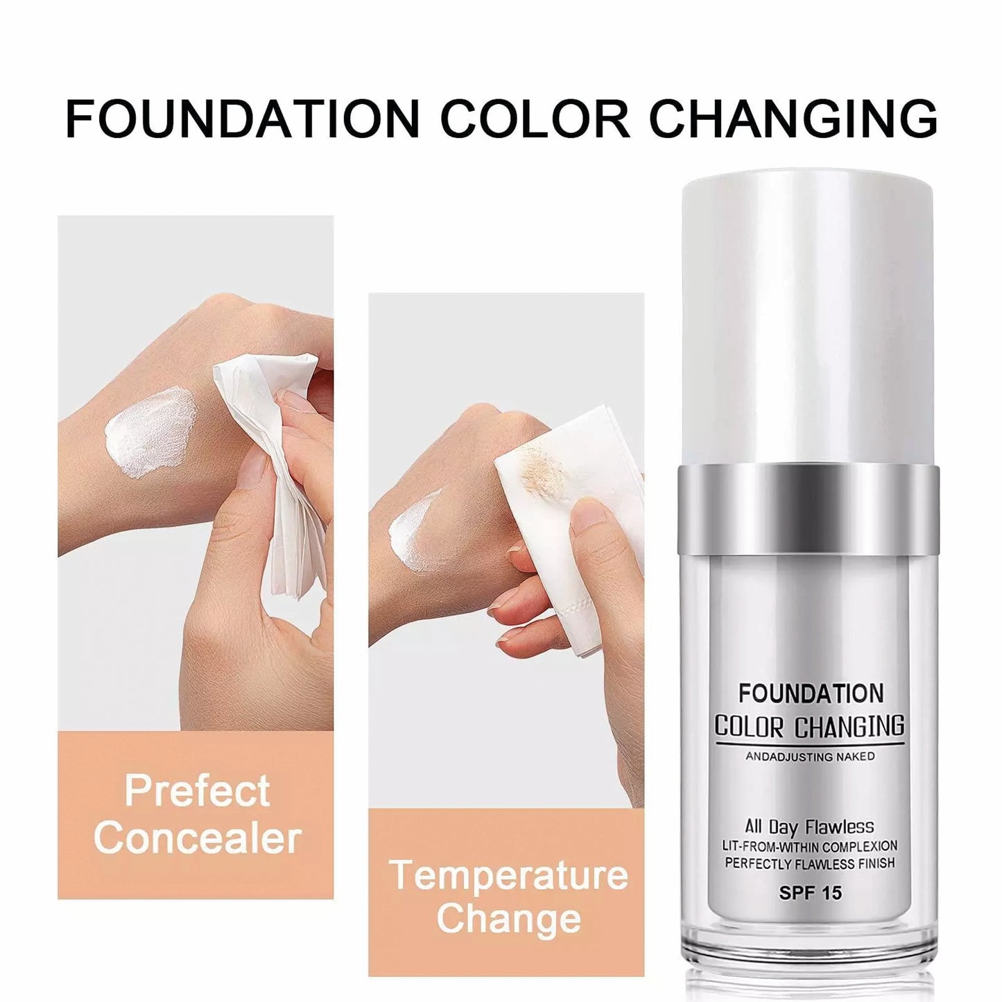 TLM Daily Flawless Long-Lasting Liquid Colour Changing Face Foundation - Pack 3