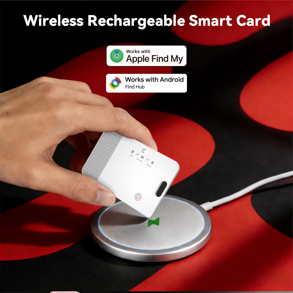 Wireless Charging Smart Card Tracker - Works with Apple & Android Devices Both