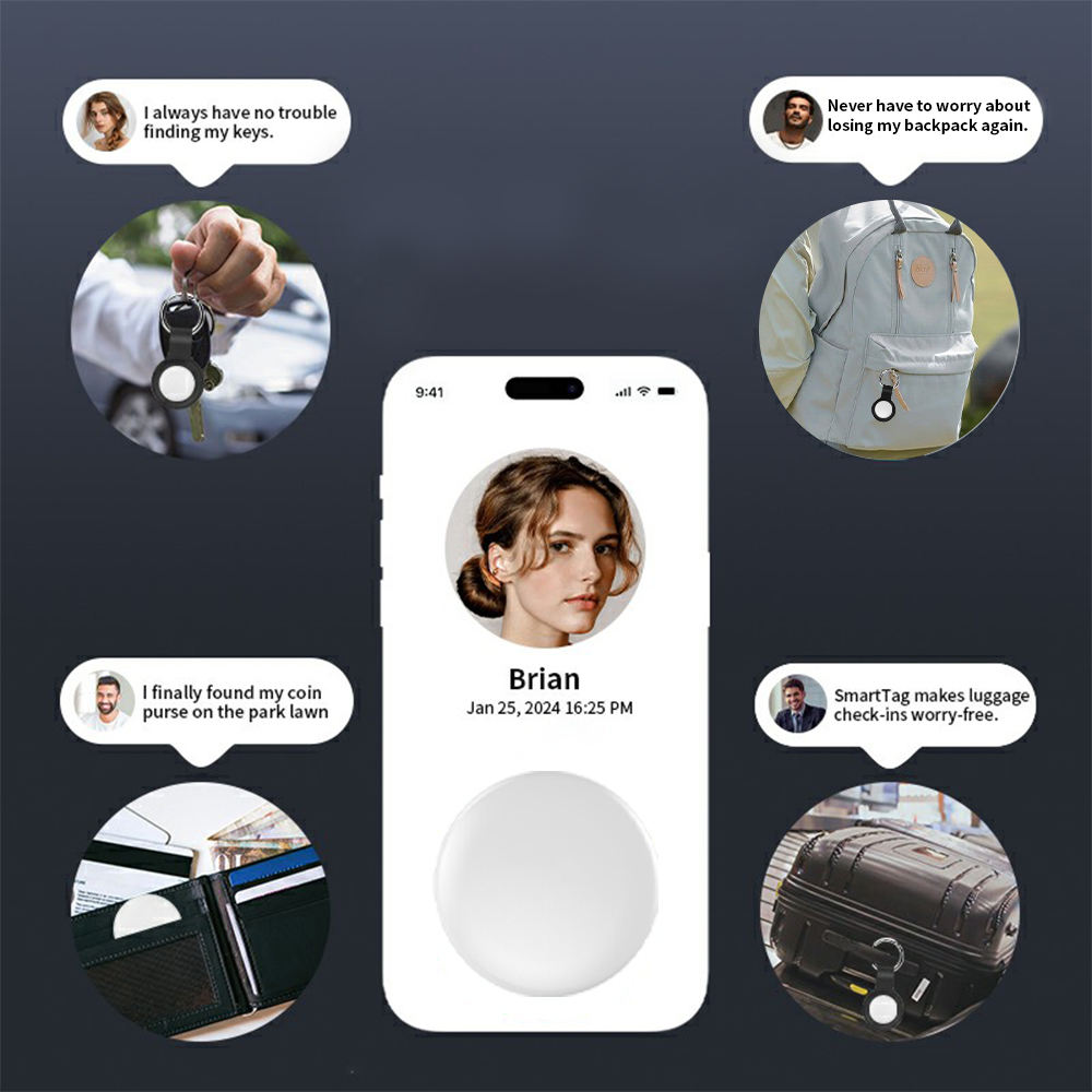 Air Tracker Tag for Apple - Works with Find My APP + Keyring with Silicone Case