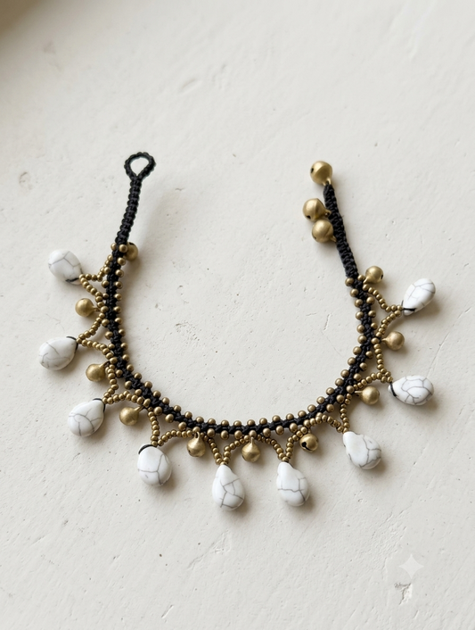 Tribal Grace Turquoise & Brass Ghungroo Anklet