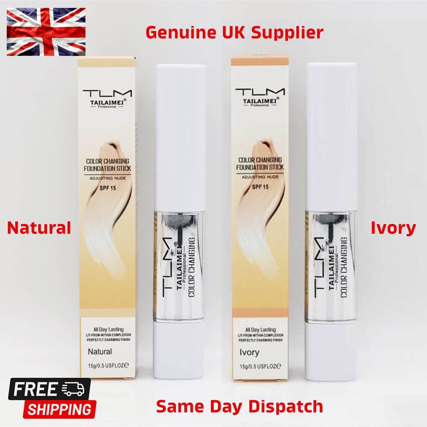 TLM Color Changing Foundation Stick SPF 15 | Soft Mousse Concealer Waterproof 15g
