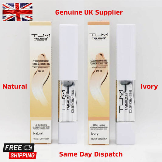 TLM Color Changing Foundation Stick SPF 15 | Soft Mousse Concealer Waterproof 15g