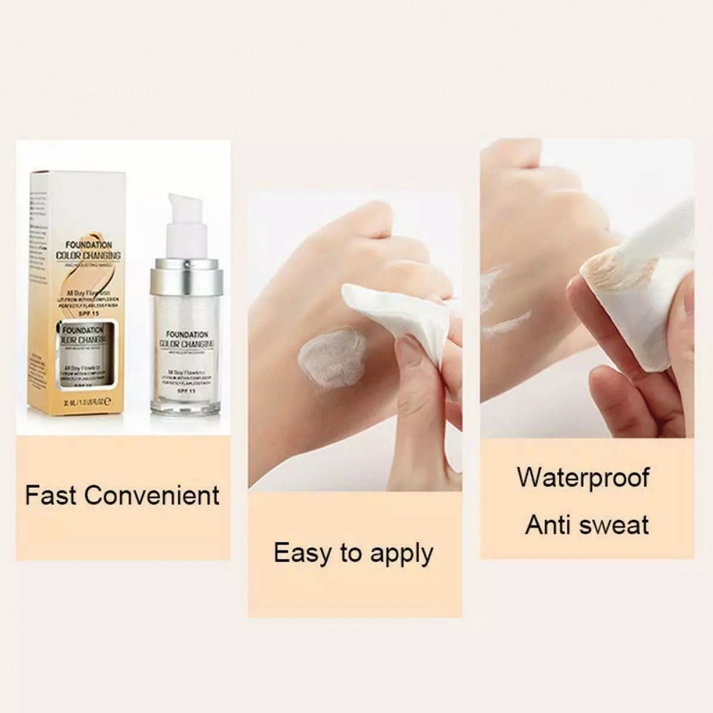 TLM Daily Flawless Long-Lasting Liquid Colour Changing Face Foundation - Pack 3
