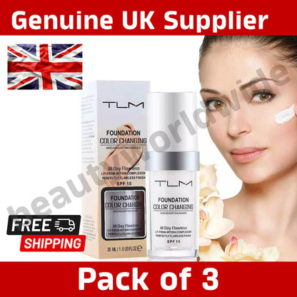 TLM Daily Flawless Long-Lasting Liquid Colour Changing Face Foundation - Pack 3