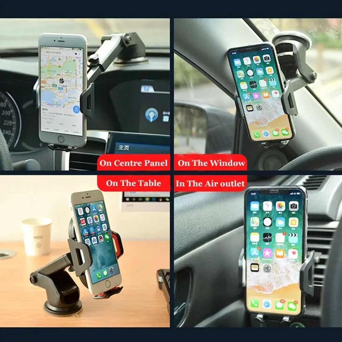 360° Car Phone Holder Universal Mount Mobile Windshield Dashboard +Air Vent both