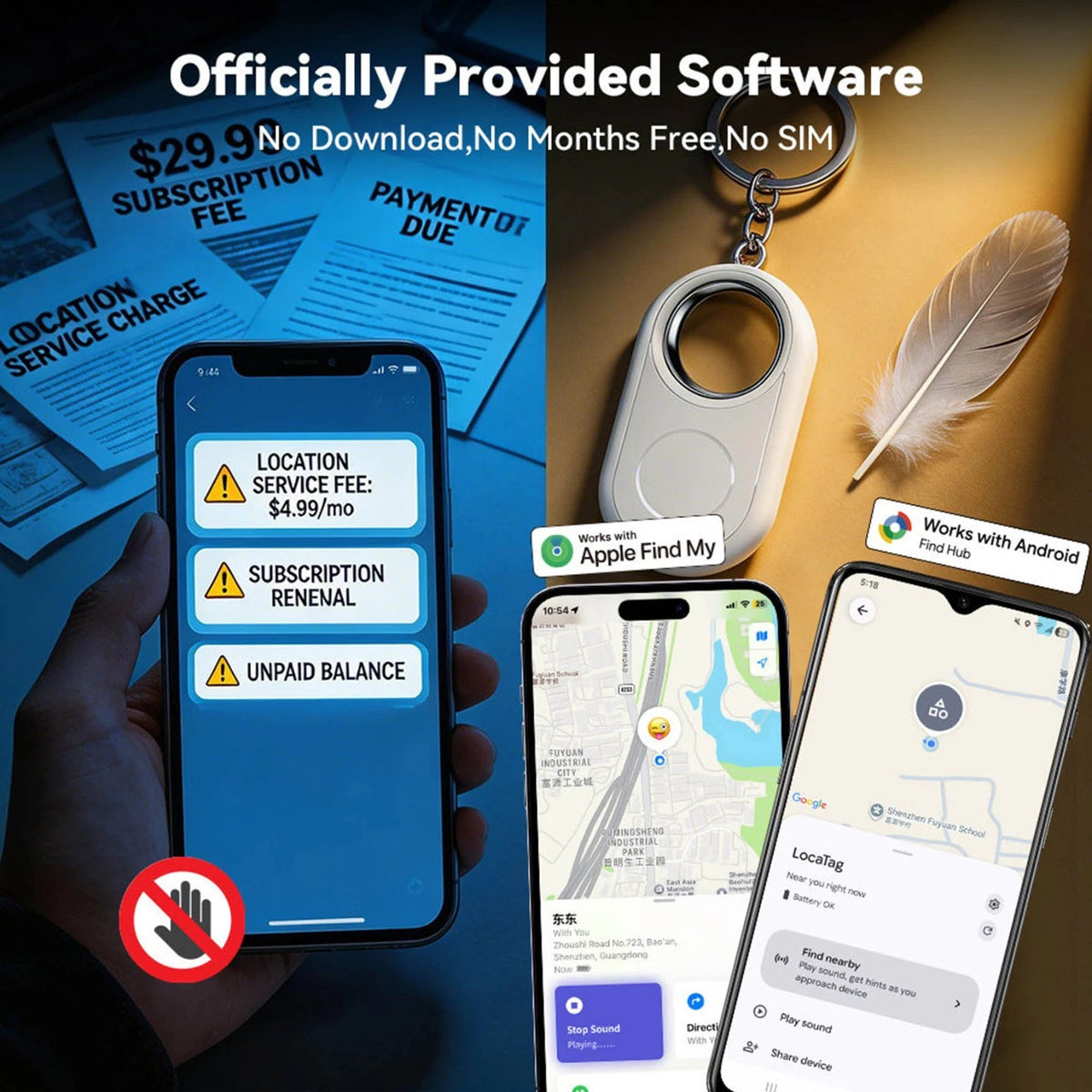 NPWW Smart Tag Bluetooth Tracker – Apple Find My &amp; Android Find Hub Compatible