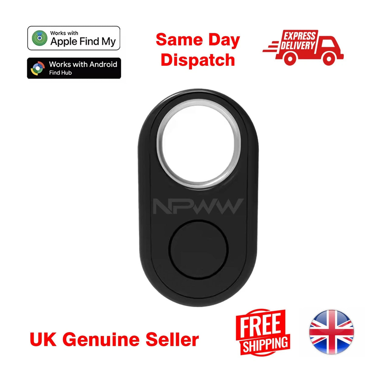 NPWW Smart Tag Bluetooth Tracker – Apple Find My &amp; Android Find Hub Compatible
