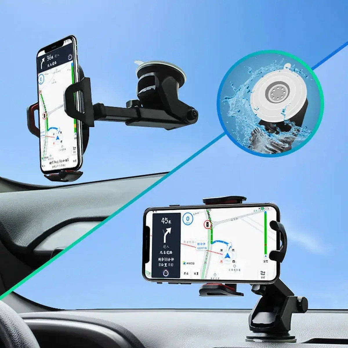 360° Car Phone Holder Universal Mount Mobile Windshield Dashboard +Air Vent both