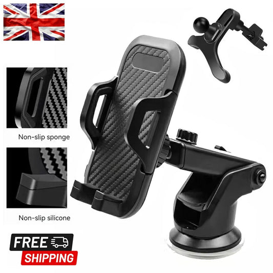 360° Car Phone Holder Universal Mount Mobile Windshield Dashboard +Air Vent both